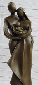 Modern Bronze Sculpture Abstract Couple Baby Loved Family Art Deco