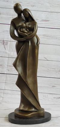 Modern Bronze Sculpture Abstract Couple Baby Loved Family Art Deco