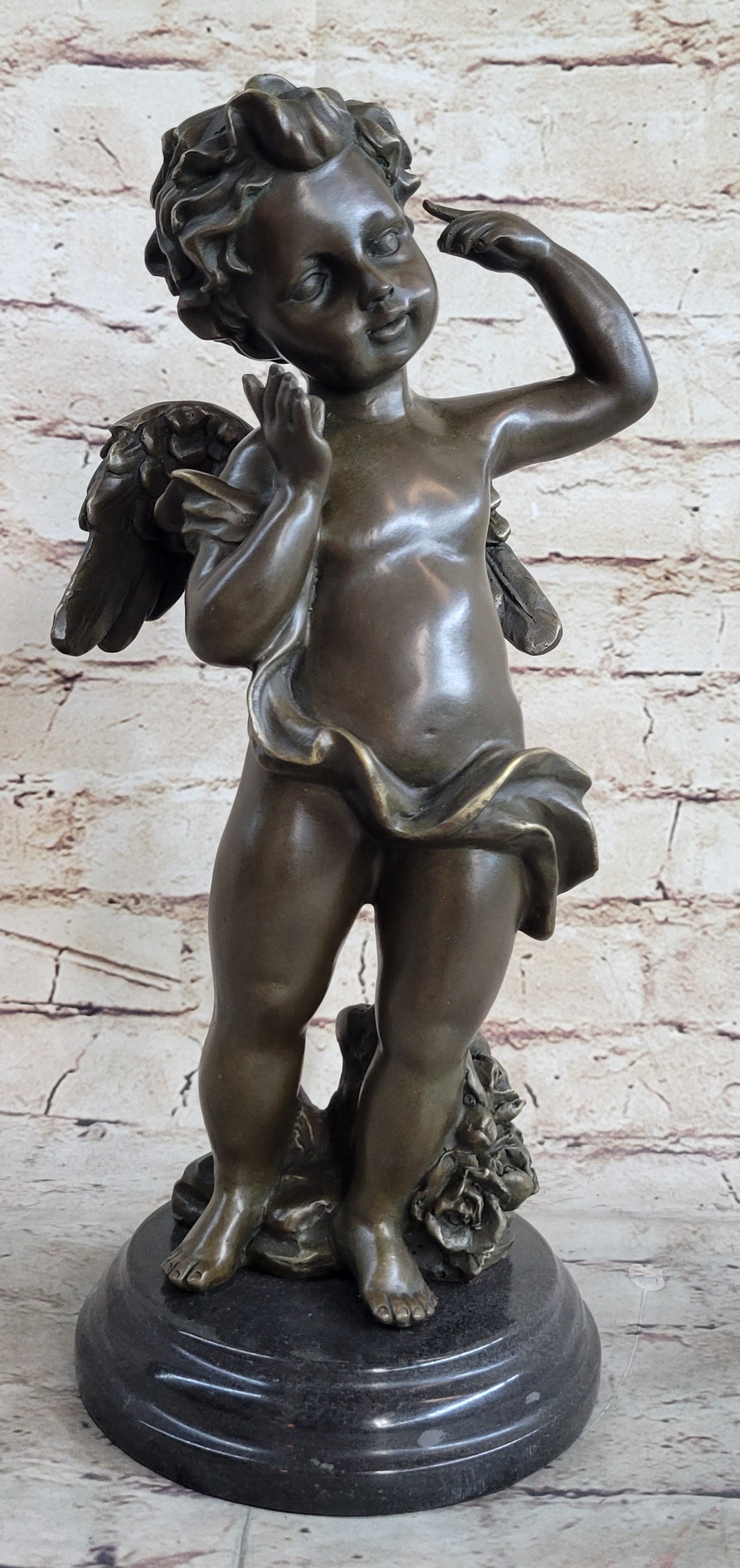 Cherub Boy Bronze Sculpture 13.5" x 6"