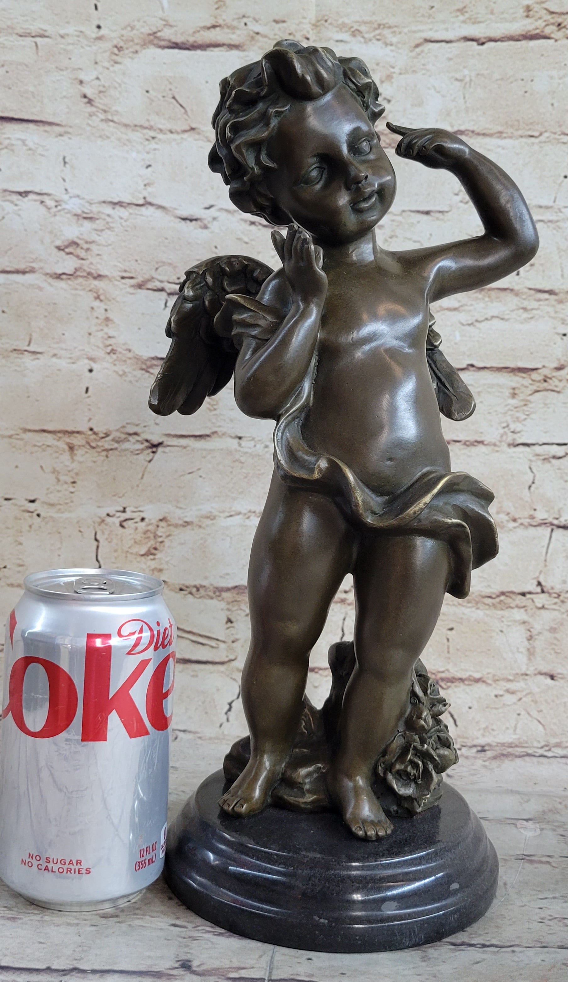 Cherub Boy Bronze Sculpture 13.5" x 6"