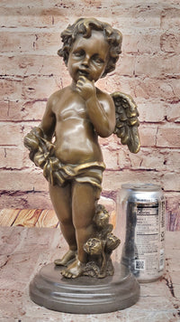 French Cherub Bronze with Wings Art Nouveau Lost Wax