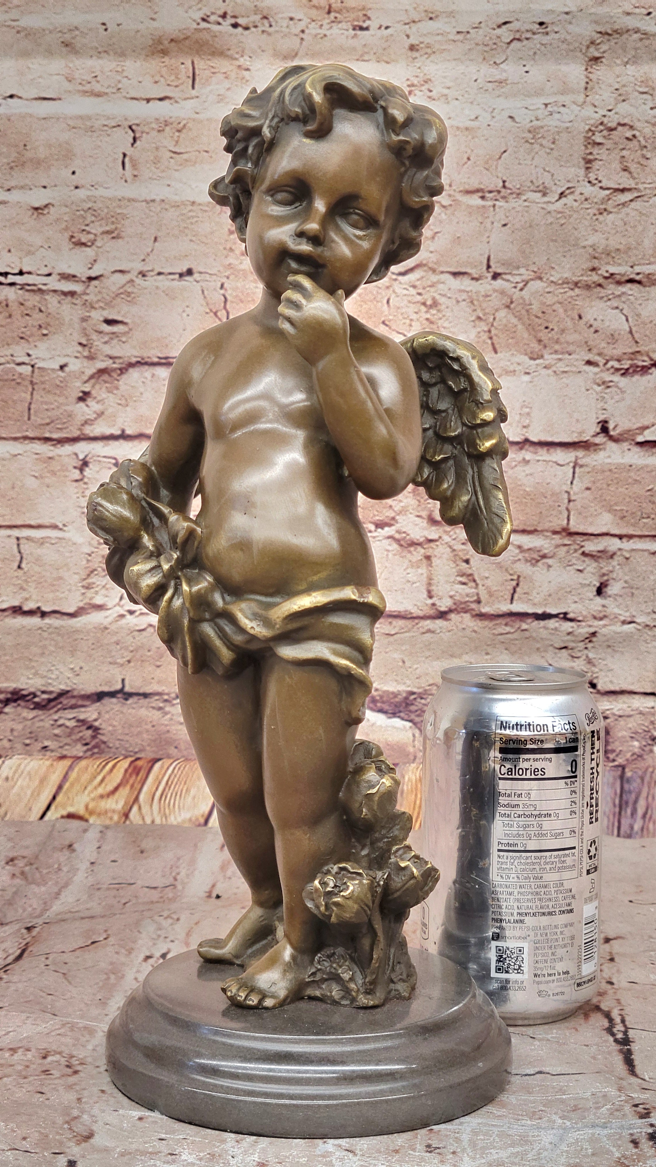 French Cherub Bronze with Wings Art Nouveau Lost Wax