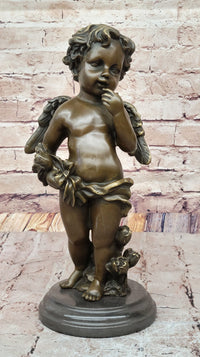 French Cherub Bronze with Wings Art Nouveau Lost Wax