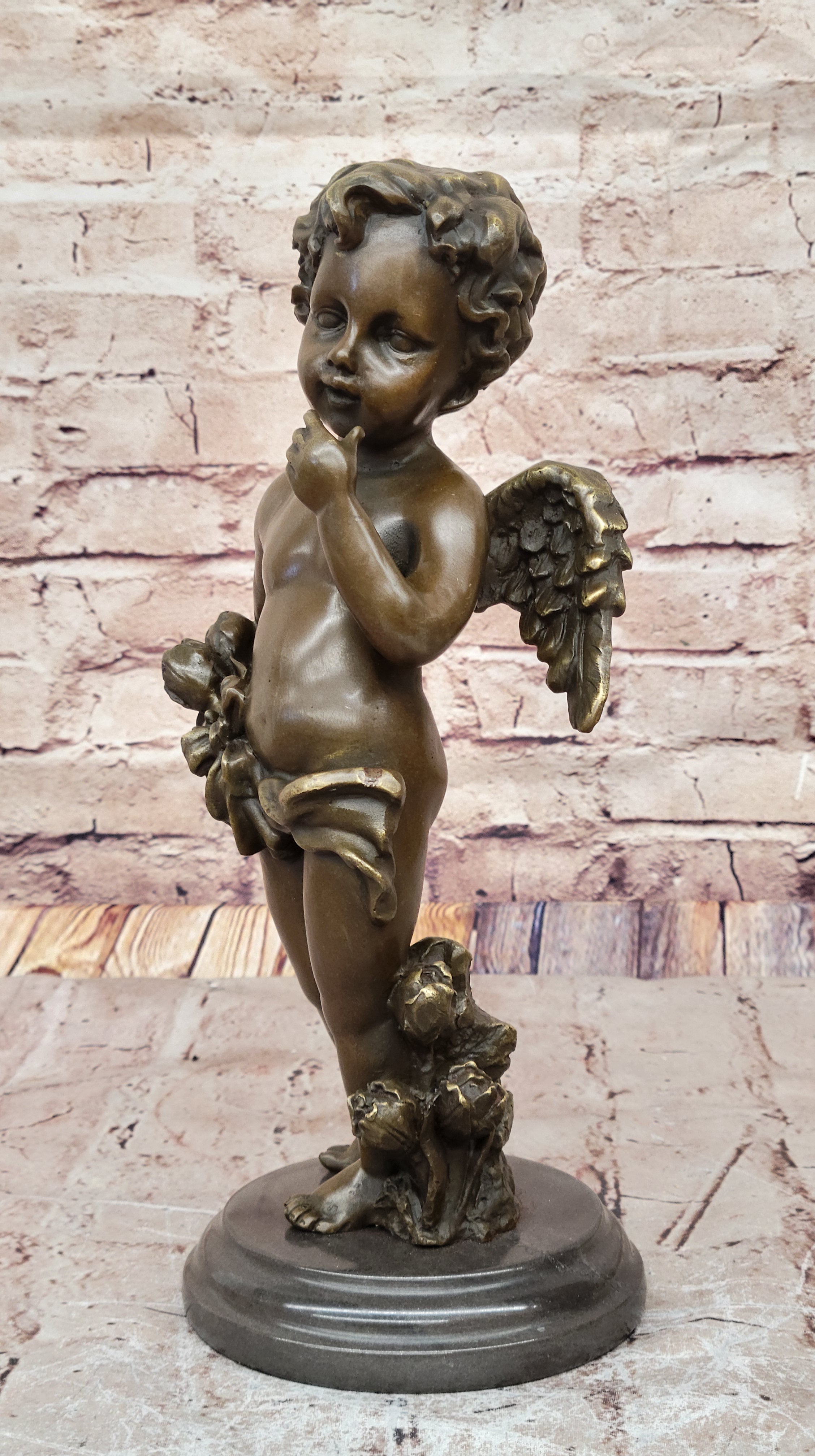 French Cherub Bronze with Wings Art Nouveau Lost Wax