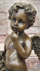 French Cherub Bronze with Wings Art Nouveau Lost Wax
