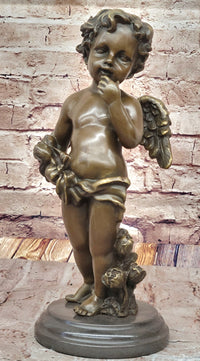 French Cherub Bronze with Wings Art Nouveau Lost Wax