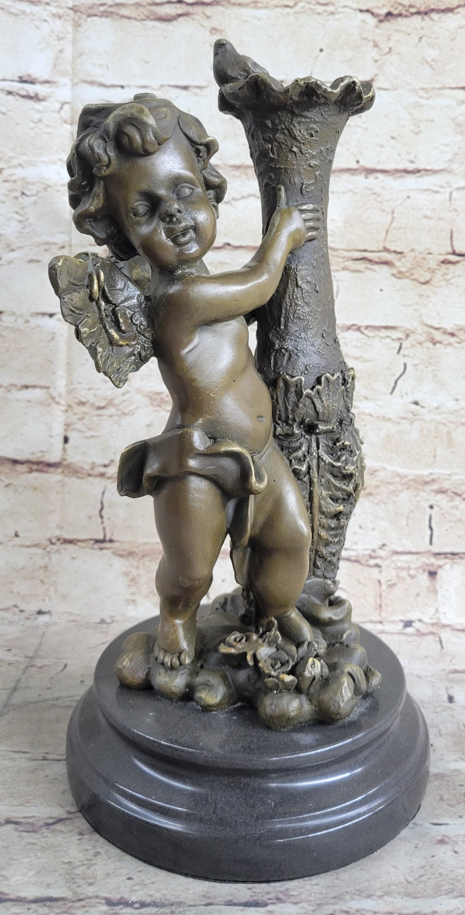 12'' Auguste Moreau Cherub Angel Bronze Sculpture