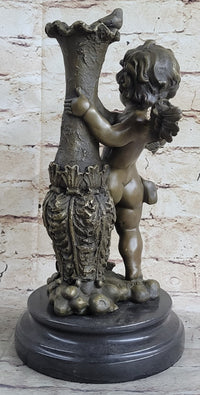 12'' Auguste Moreau Cherub Angel Bronze Sculpture