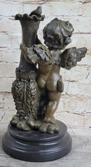 12'' Auguste Moreau Cherub Angel Bronze Sculpture
