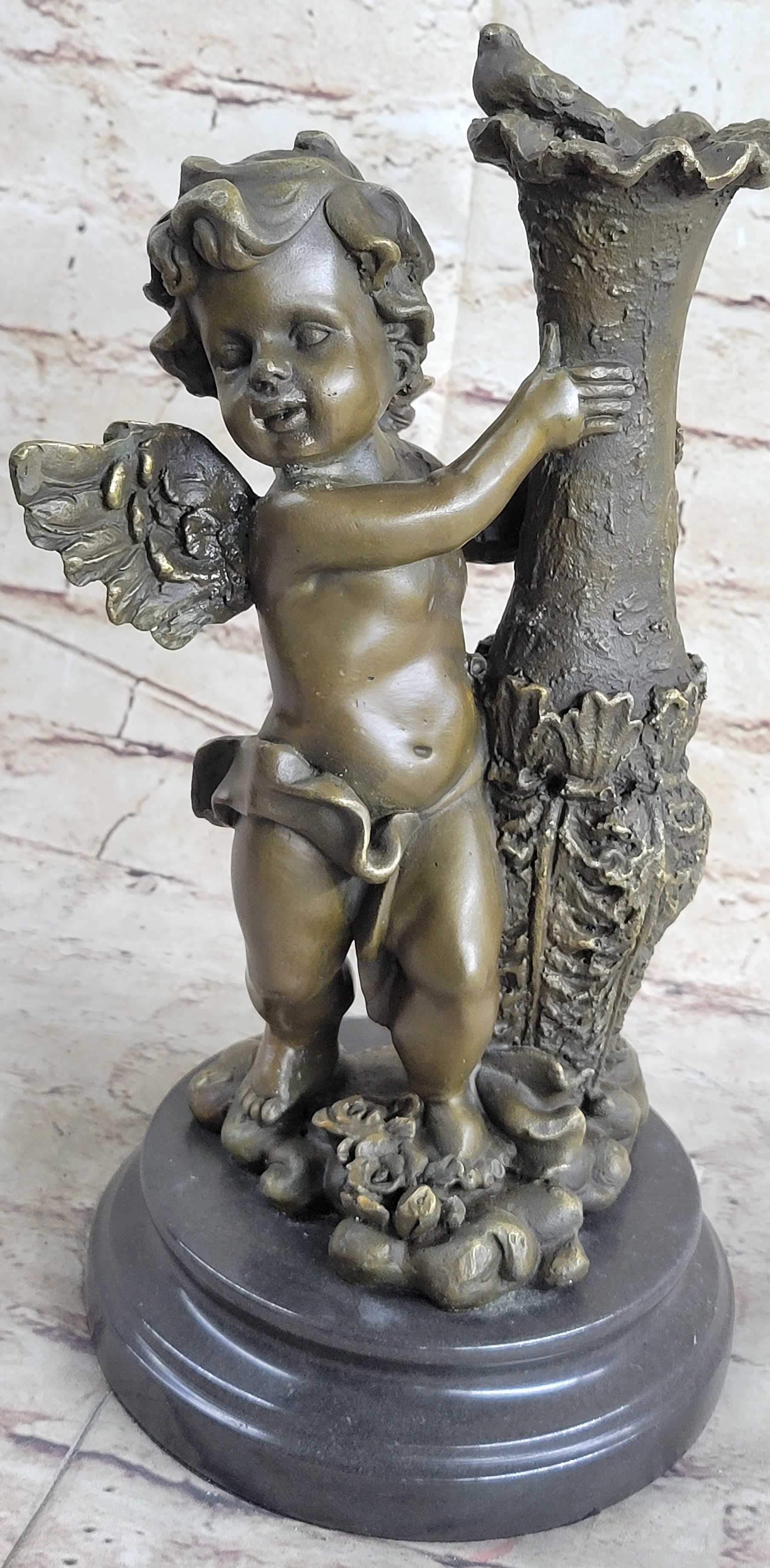 12'' Auguste Moreau Cherub Angel Bronze Sculpture