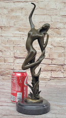 Abstract Nude Female Dancer Figure Reaching Upwards Dancing Bronze Sculpture Statue