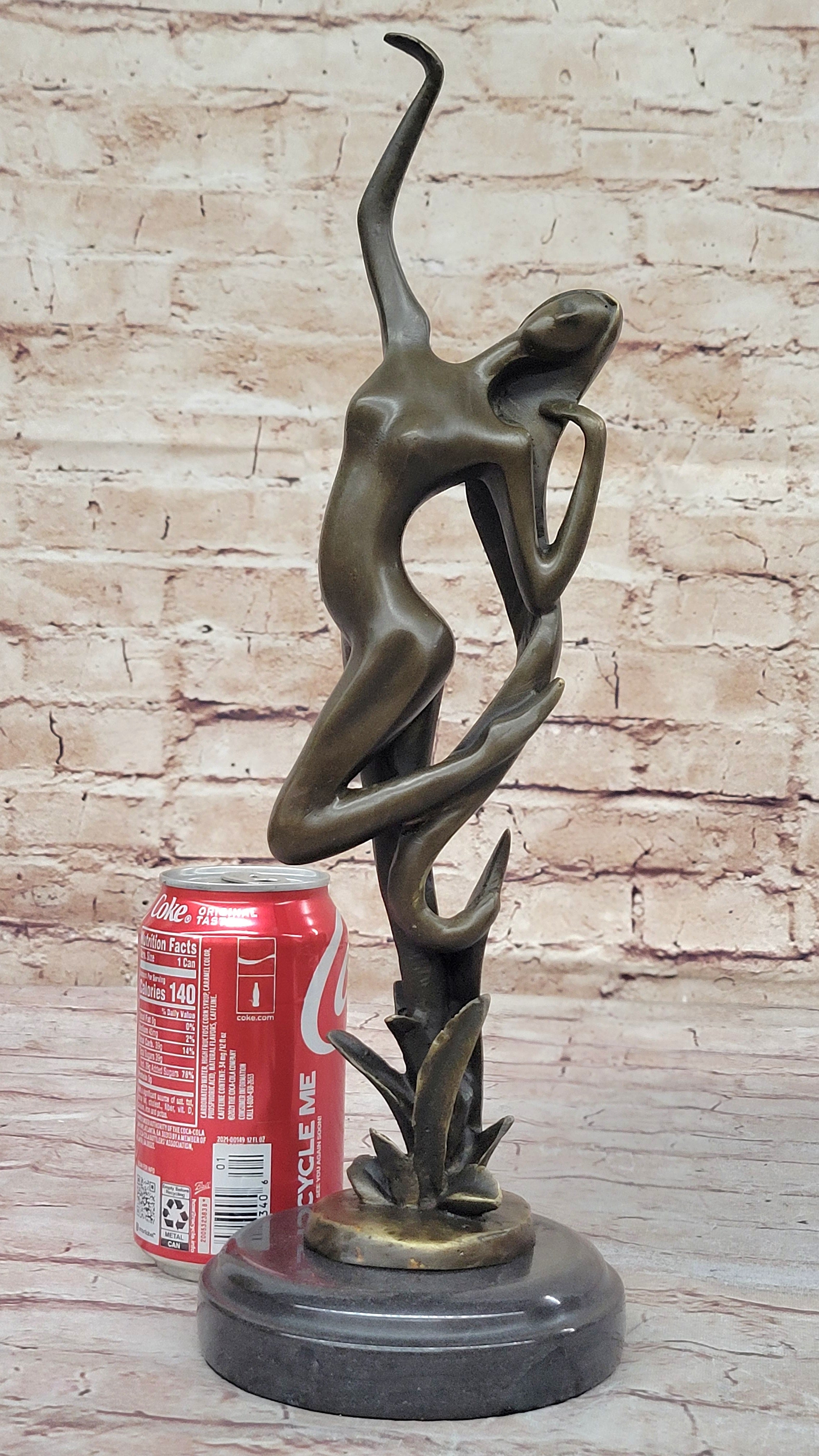 Abstract Nude Female Dancer Figure Reaching Upwards Dancing Bronze Sculpture Statue