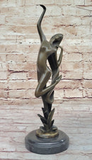 Abstract Nude Female Dancer Figure Reaching Upwards Dancing Bronze Sculpture Statue