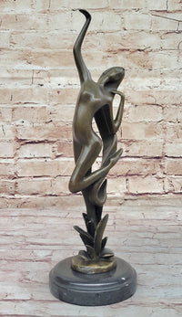 Abstract Nude Female Dancer Figure Reaching Upwards Dancing Bronze Sculpture Statue