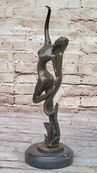 Abstract Nude Female Dancer Figure Reaching Upwards Dancing Bronze Sculpture Statue