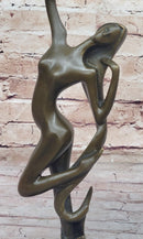 Abstract Nude Female Dancer Figure Reaching Upwards Dancing Bronze Sculpture Statue