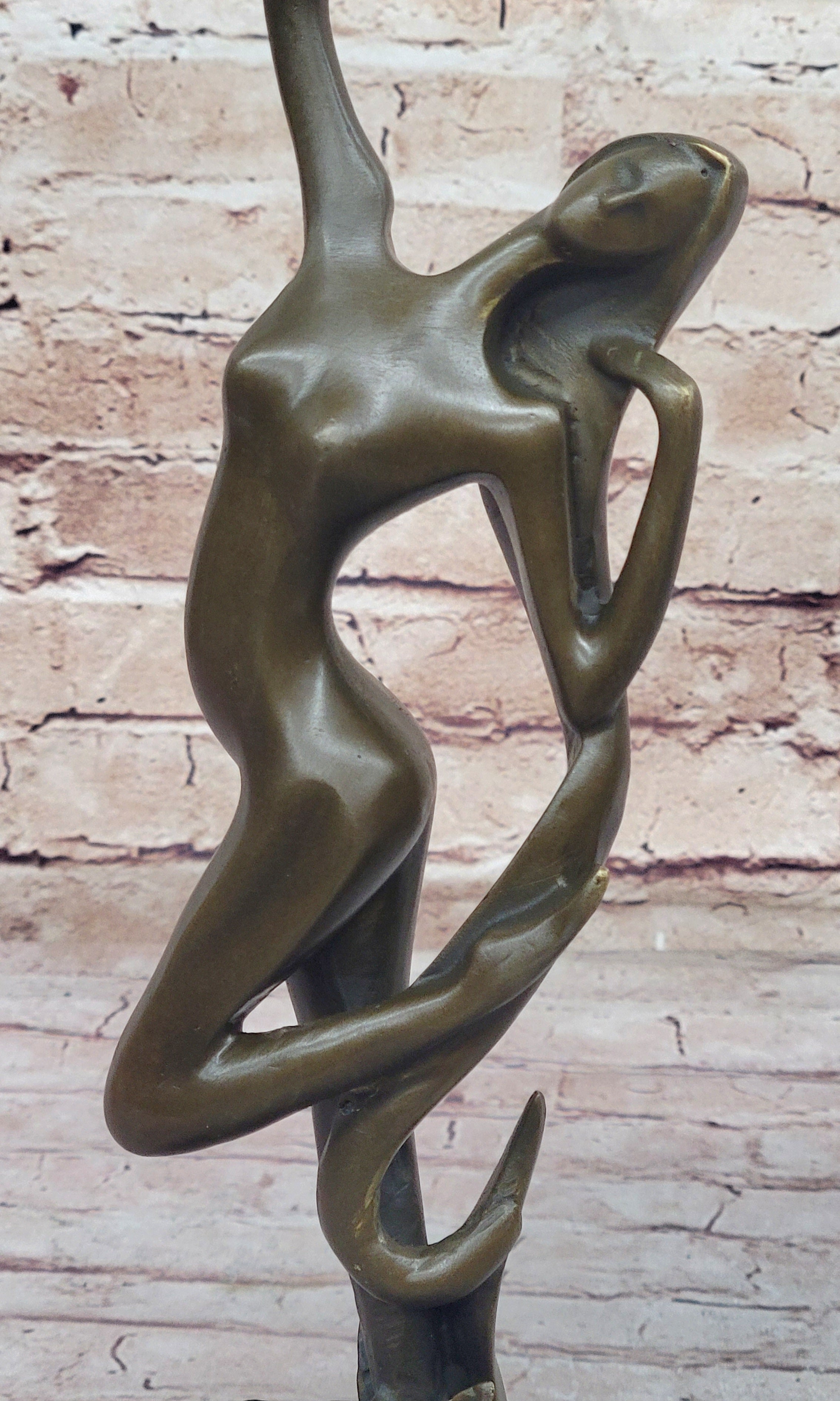 Abstract Nude Female Dancer Figure Reaching Upwards Dancing Bronze Sculpture Statue