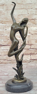 Abstract Nude Female Dancer Figure Reaching Upwards Dancing Bronze Sculpture Statue