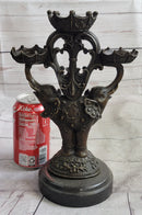 Two Headed Elephant Candle Holder Bronze Sculpture Marble Base