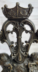 Two Headed Elephant Candle Holder Bronze Sculpture Marble Base