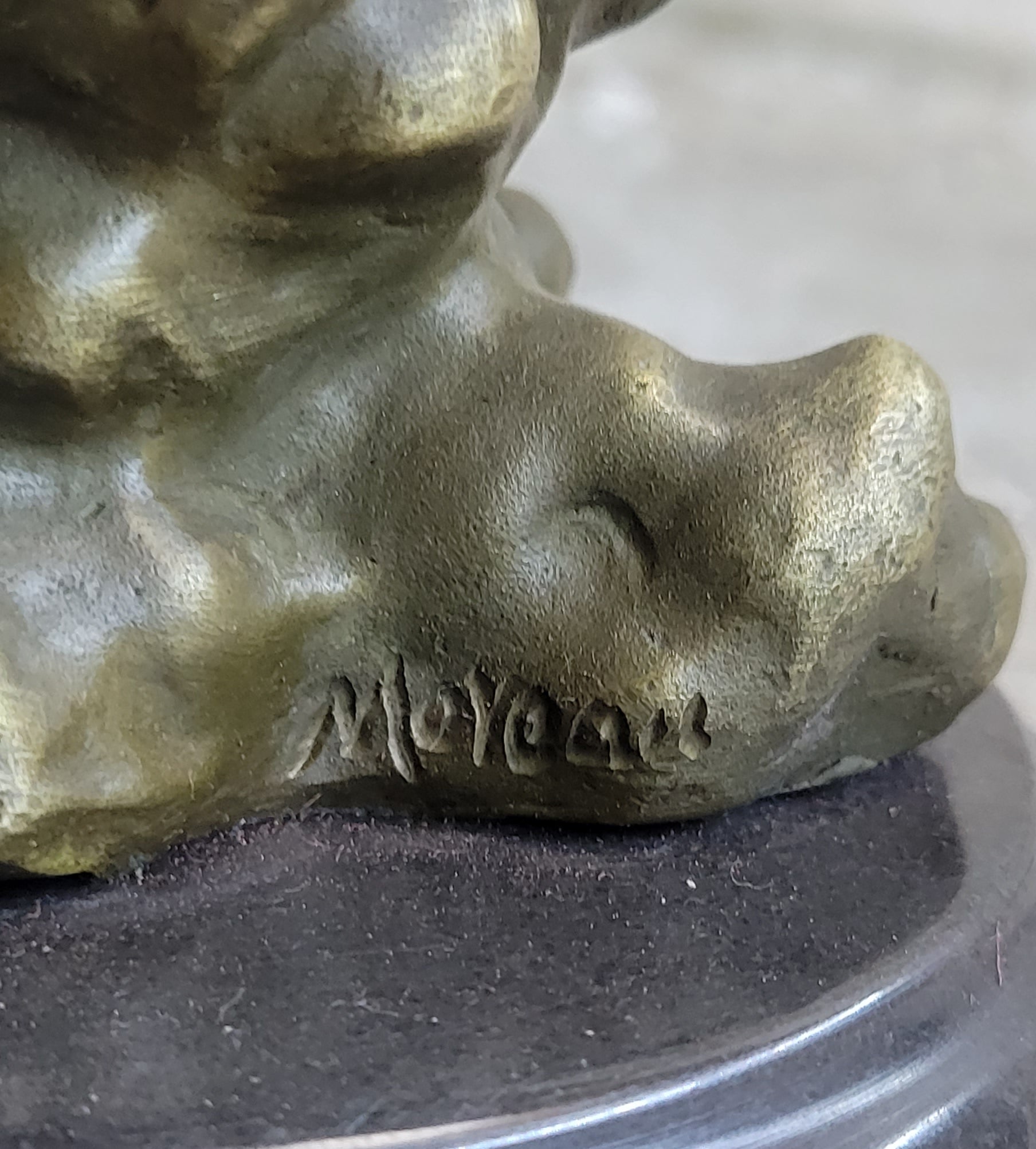 SIGNED BRONZE STATUE SCULPTURE DESK ANGEL CANDLEHOLDER FIGURINE ART DECO FIGURE