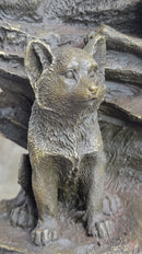 Family of Wolves Mother Wolf & Cubs Bronze Sculpture Marble Base