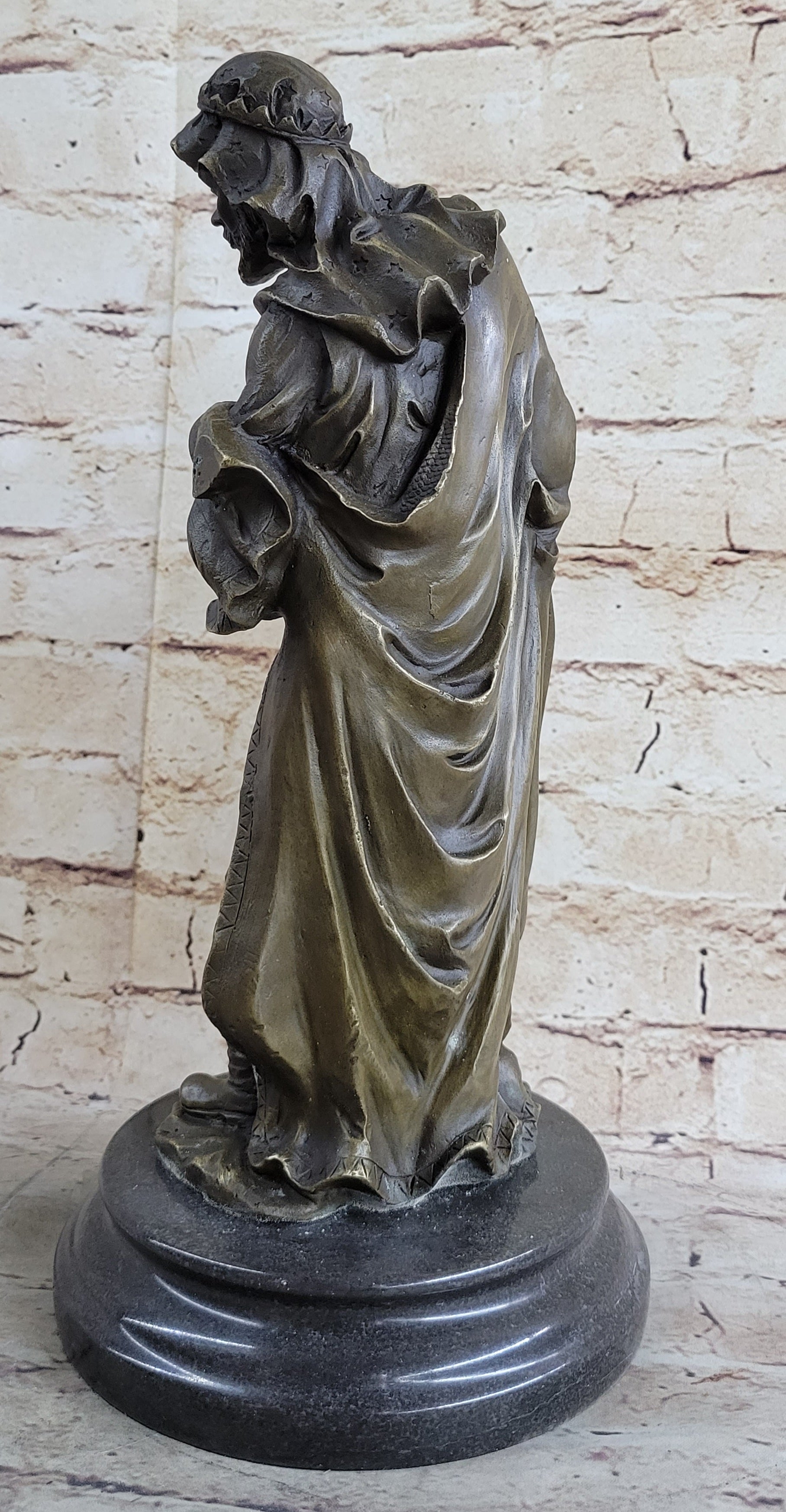 Wise Man Christmas Traveler Nativity Bronze Sculpture 14" x 6"