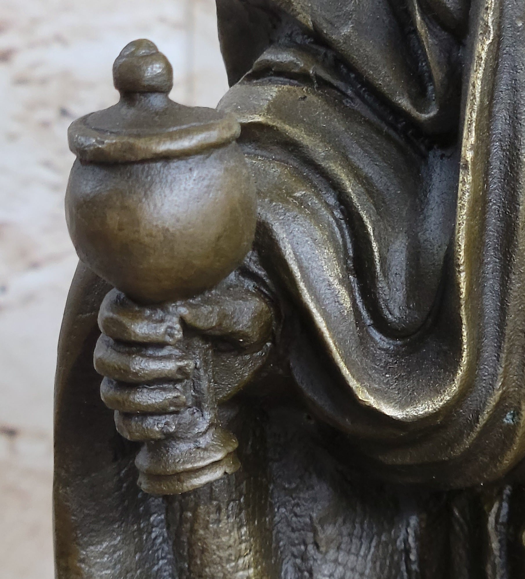 Wise Man Christmas Traveler Nativity Bronze Sculpture 14" x 6"