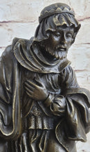 Wise Man Christmas Traveler Nativity Bronze Sculpture 14" x 6"