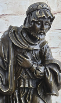 Wise Man Christmas Traveler Nativity Bronze Sculpture 14" x 6"