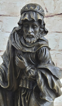 Wise Man Christmas Traveler Nativity Bronze Sculpture 14" x 6"