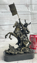 Japanese Samurai Warrior on Horseback w/ Battle Flag Bronze by Kamiko