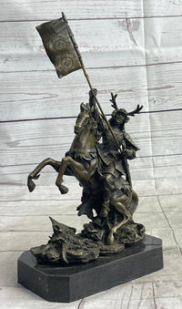 Japanese Samurai Warrior on Horseback w/ Battle Flag Bronze by Kamiko