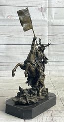 Japanese Samurai Warrior on Horseback w/ Battle Flag Bronze by Kamiko
