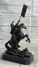 Japanese Samurai Warrior on Horseback w/ Battle Flag Bronze by Kamiko