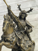 Japanese Samurai Warrior on Horseback w/ Battle Flag Bronze by Kamiko