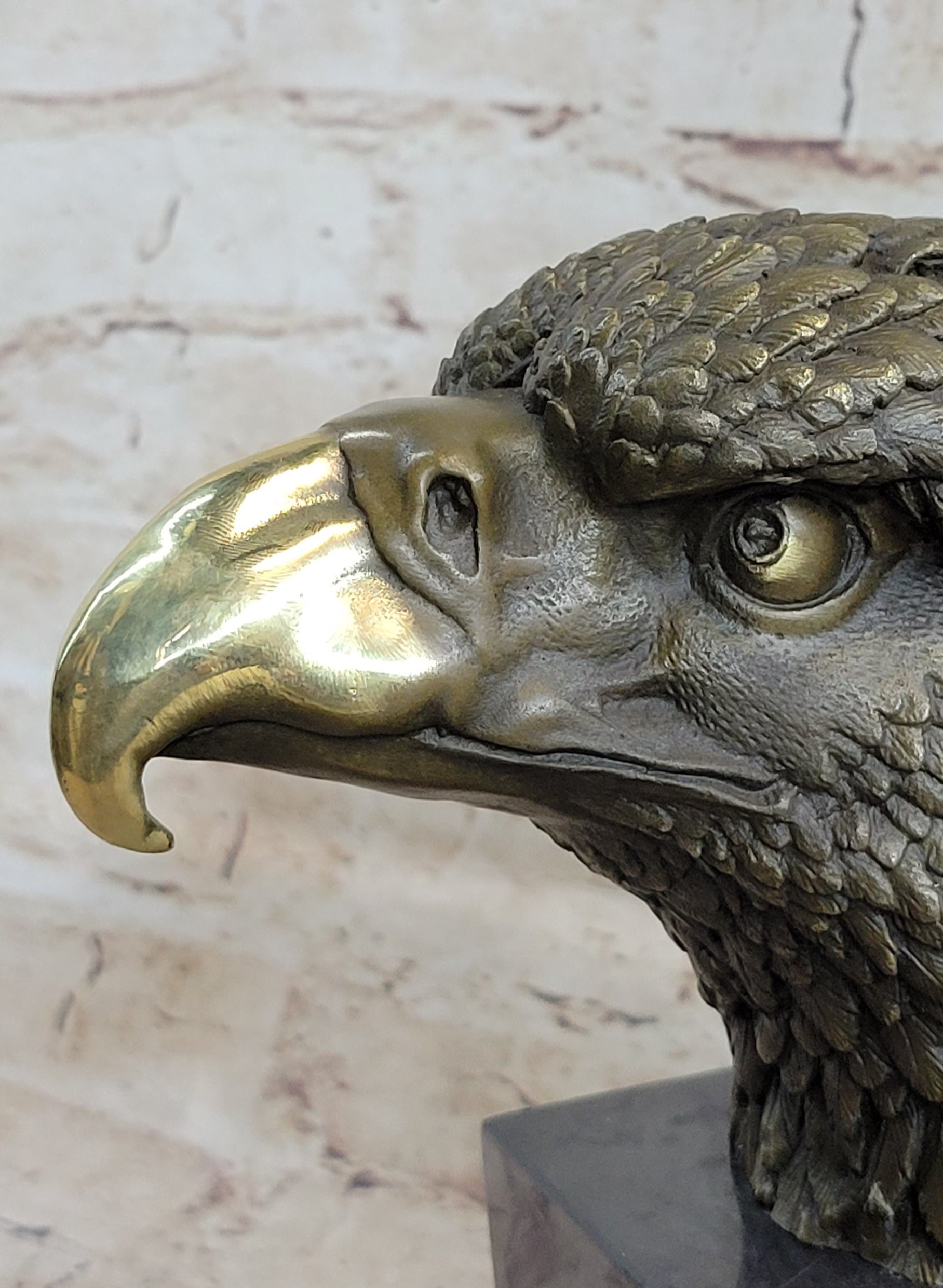 American Bald Eagle Bronze Marble Sculpture Art Deco