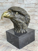 Hot Cast Bronze American Bald Eagle Head Bust on Marble Base