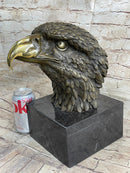 Hot Cast Bronze American Bald Eagle Head Bust on Marble Base