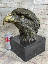 Hot Cast Bronze American Bald Eagle Head Bust on Marble Base