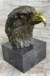Hot Cast Bronze American Bald Eagle Head Bust on Marble Base