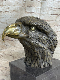 Hot Cast Bronze American Bald Eagle Head Bust on Marble Base