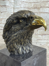 Hot Cast Bronze American Bald Eagle Head Bust on Marble Base