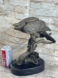 Signed Barye American Eagle Bronze Marble Art Figure
