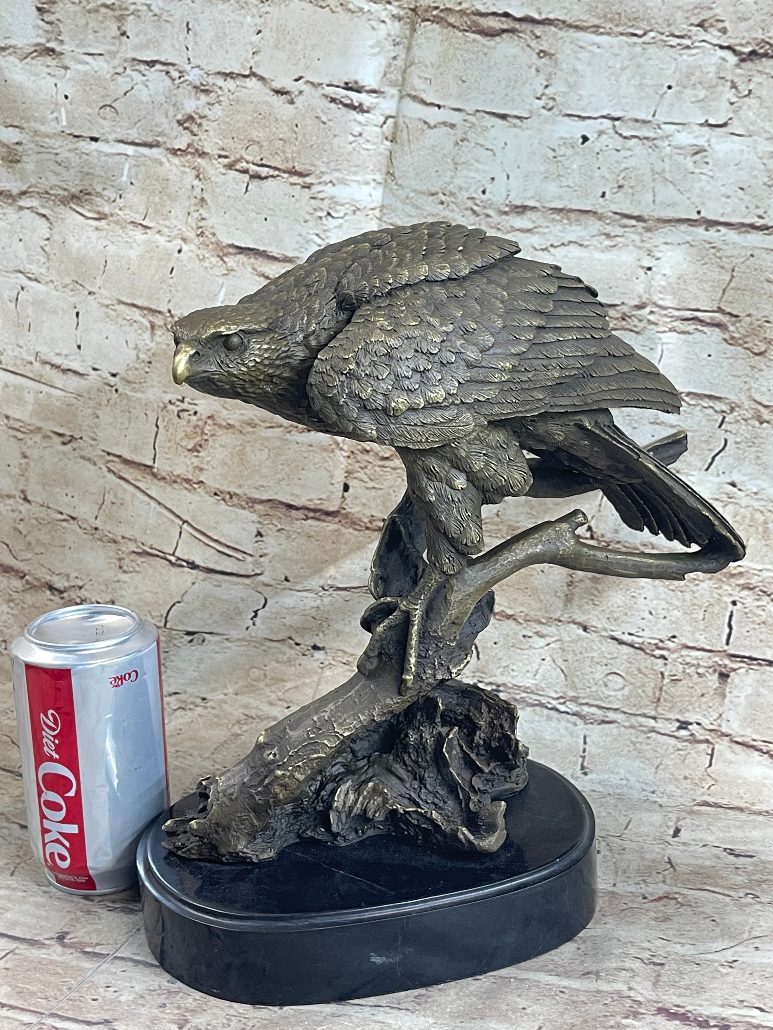 Signed Barye American Eagle Bronze Marble Art Figure