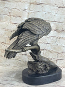 Signed Barye American Eagle Bronze Marble Art Figure