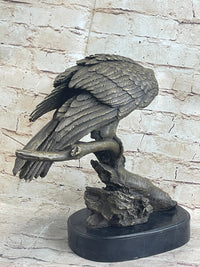 Signed Barye American Eagle Bronze Marble Art Figure