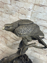 Signed Barye American Eagle Bronze Marble Art Figure