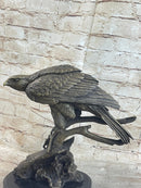Signed Barye American Eagle Bronze Marble Art Figure
