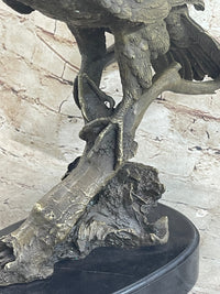 Signed Barye American Eagle Bronze Marble Art Figure